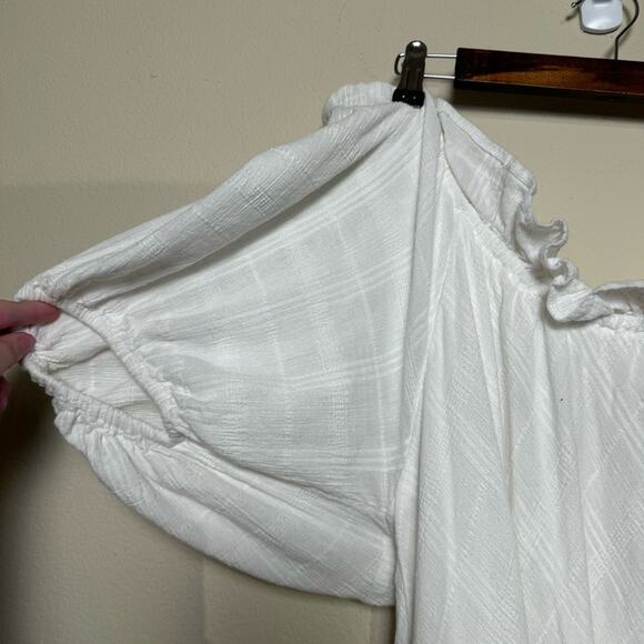 free people | romantic kaylyn gauze textured cotton boho white midi dress sz XS - Picture 3 of 10